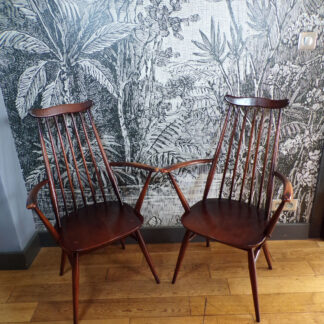 PAIRE FAUTEUIL ERCOL GOLDSMITH BOIS-WINDSOR-VINTAGE-DESIGN 60-70-scandinave