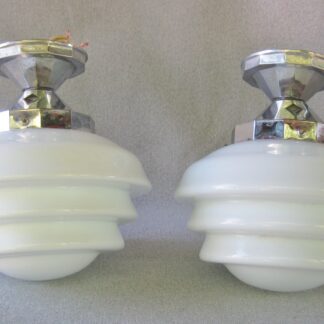 lot x2 paire lampe suspension art déco bauhaus verre opaline no behrens