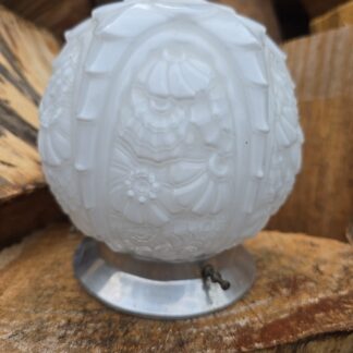 Ancien plafonnier boule globe Art Déco décor floral 1930 Lampe Opaline Globe