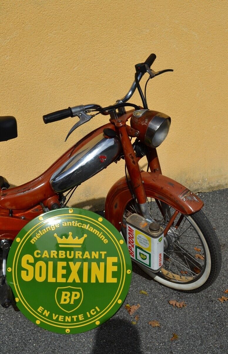 Plaque émaillée BP SOLEXINE CARBURANT mobylette solex enamel sign