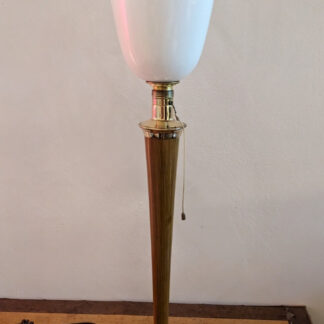 Belle lampe art déco MAZDA COULEUR TECK avec tulipe en opaline et en TRÈS bon ét