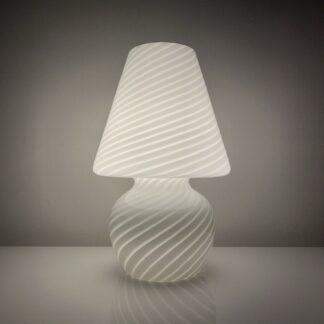 Lampe champignon Murano Italie vintage décor spirale blanc brillant style venini