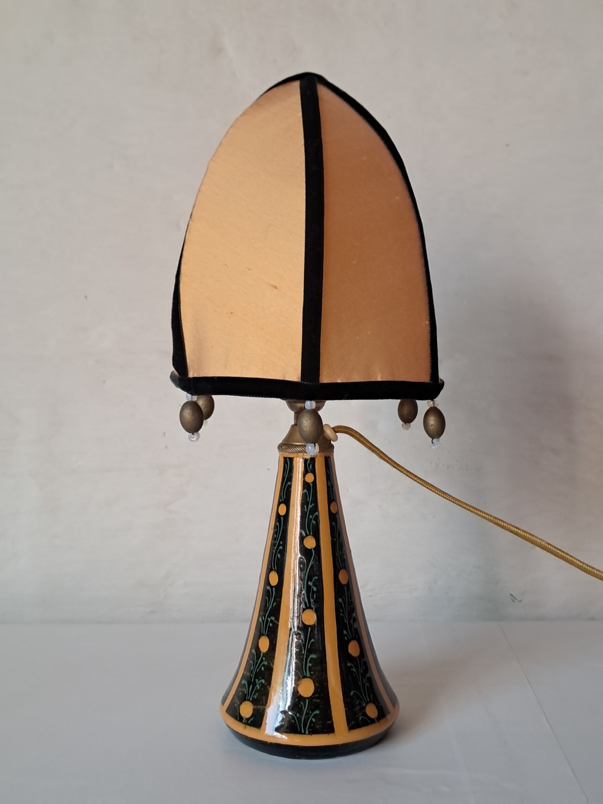 Petite lampe faïence émaillée HB Quimper 1935 Art Déco Bretagne