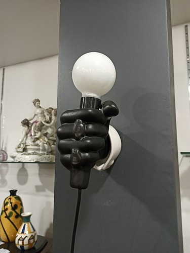 Applique Lampe Main Torchère Micro Céramique Trompe L'œil Vintage 80's JC Peiré