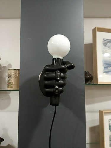 Applique Lampe Main Torchère Micro Céramique Trompe L'œil Vintage 80's JC Peiré