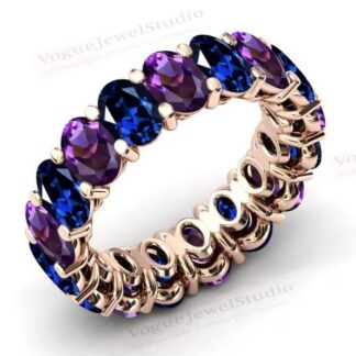 Bague D'Éternité En Améthyste En Argent Sterling 925 Or Rempli Février