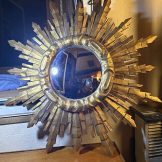 Miroir Soleil Bois Doré 55 Cm Œil De Sorcière Bombé