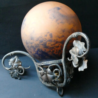 Gros globe pate de verre Art nouveau / déco pour lampe, lustre Muller + griffe