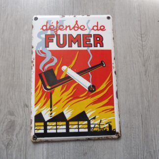 PLAQUE EMAILLEE d' USINE DEFENSE DE FUMER