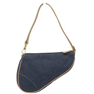 VINTAGE SAC A MAIN CHRISTIAN DIOR POCHETTE SADDLE TOILE DENIM HANDBAG 2100€