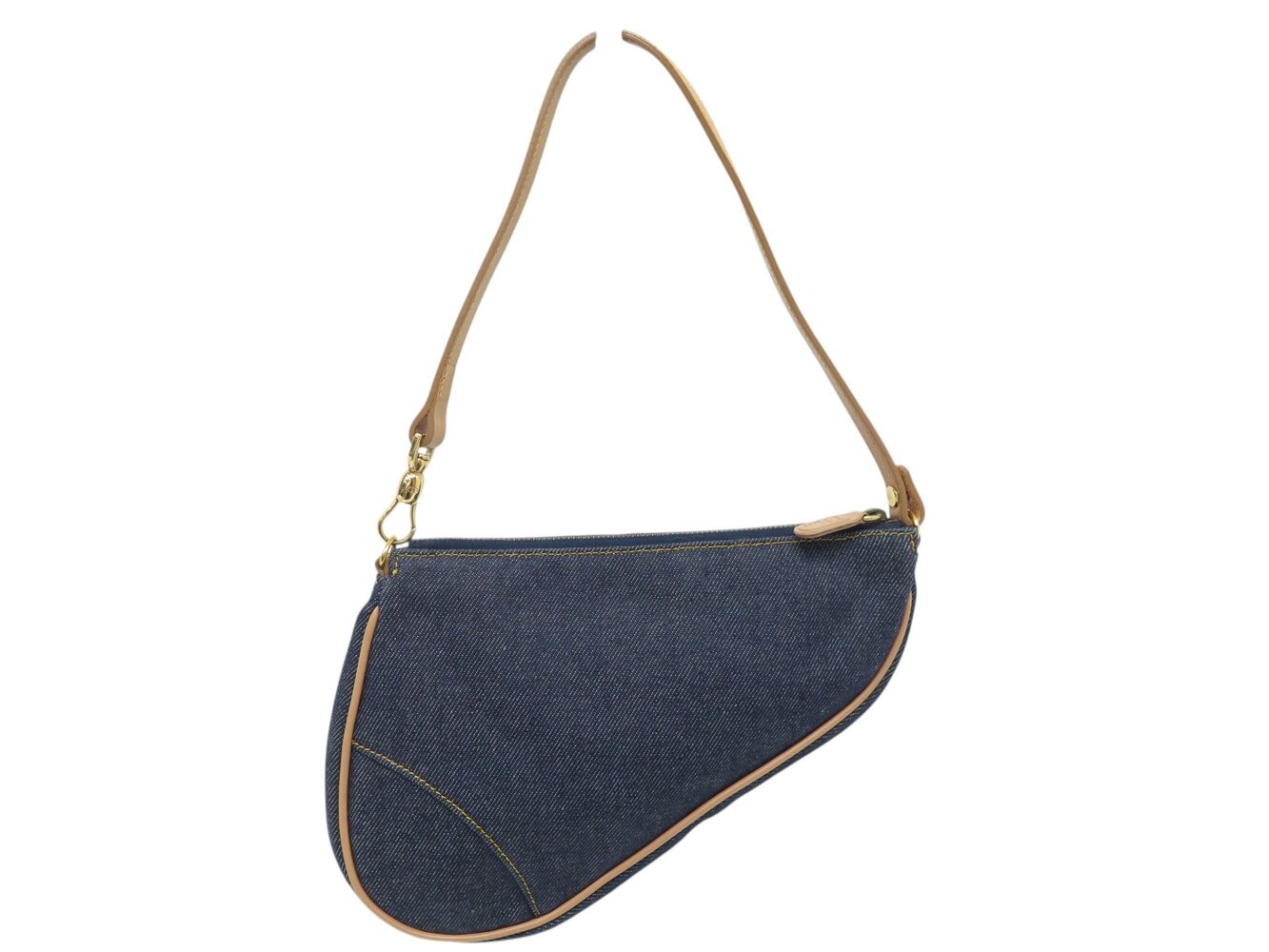 VINTAGE SAC A MAIN CHRISTIAN DIOR POCHETTE SADDLE TOILE DENIM HANDBAG 2100€