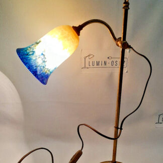 LAMPE ART DÉCO MONTE ET BAISSE COL DE CYGNE ET PÂTE DE VERRE - CIRCA 1930