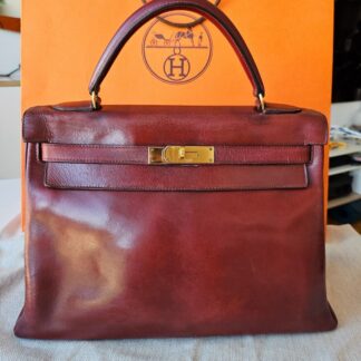 Sac à Main Hermès Kelly 32 Vintage 1965 Rouge / Marron authentique