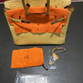HERMÈS Sac Birkin 35 En Autruche Vintage Rare