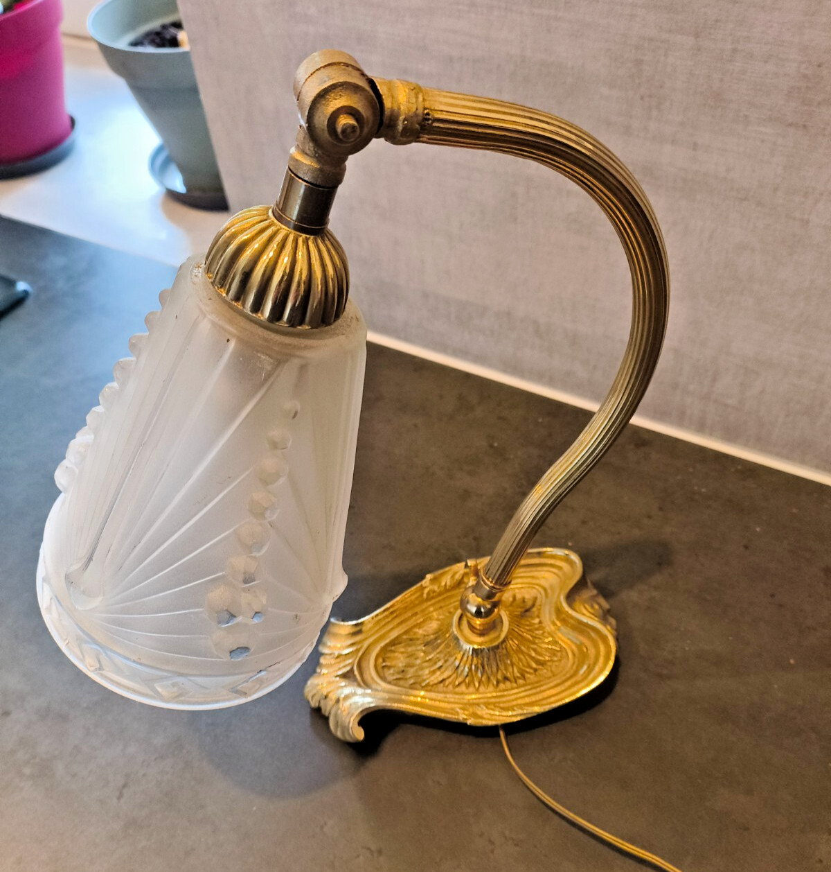 Lampe ART DECO - SCHNEIDER - PIED BRONZE LAMPE de chevet / de bureau