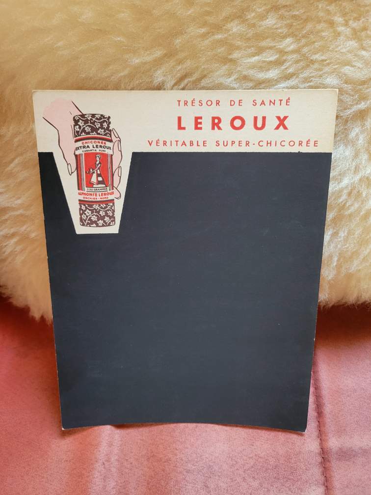 NOS ardoise publicitaire vintage CHICOREE LEROUX pub deco cuisine