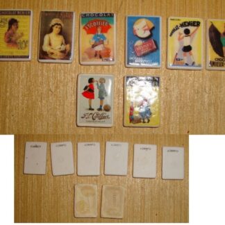 8 Fèves publicitaires Clamecy Affiches anciennes chocolat