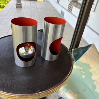 2 appliques Vintage des années 70 Space age Acier brossé lampe