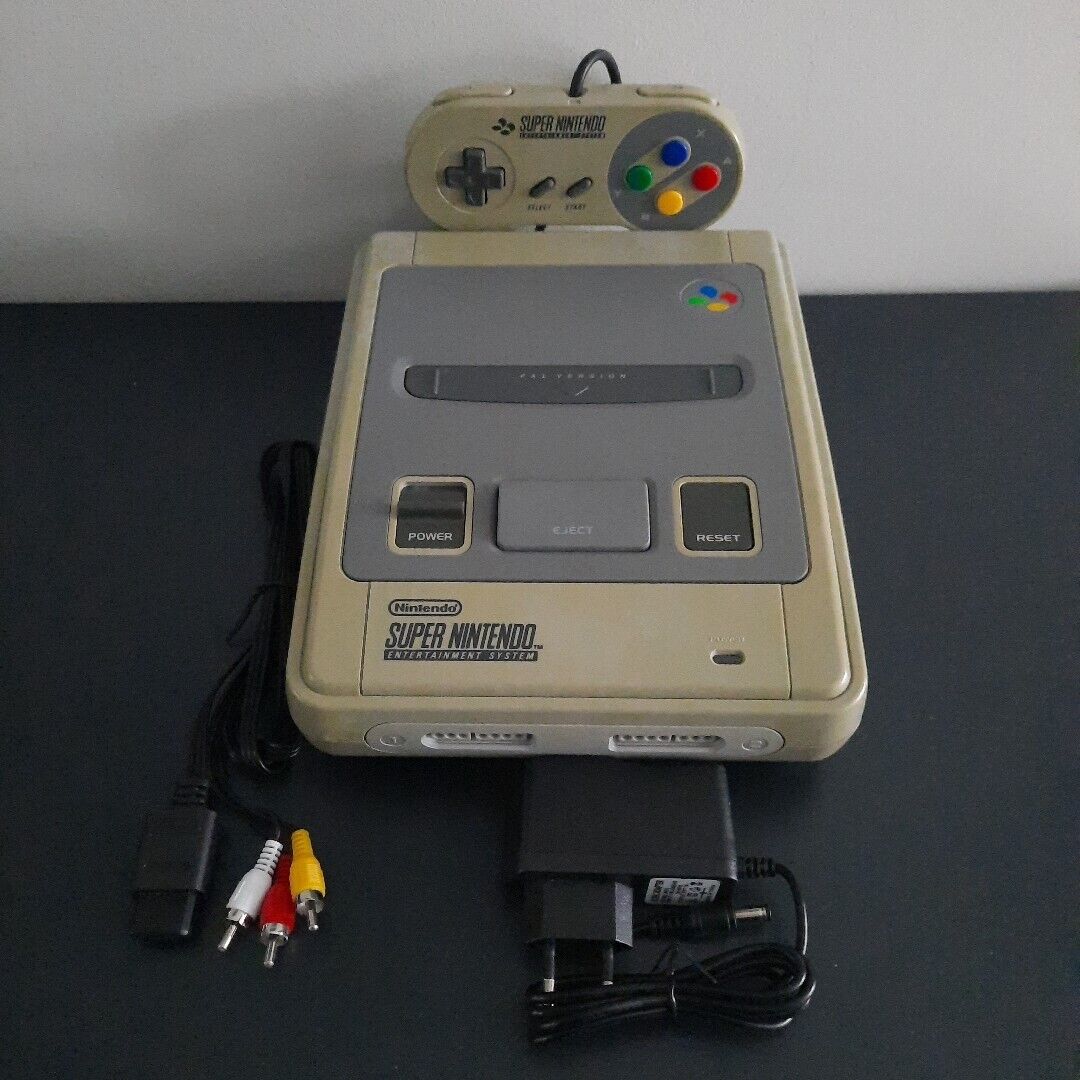 Console Super Nintendo SNES PAL Cables Manette Vintage Retrogaming Super Nes