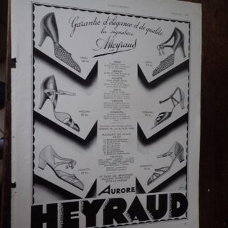chaussures dames AURORE HEYRAUD publicité papier ILLUSTRATION 1933