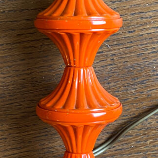 PIED DE LAMPE METAL PEINT ORANGE ET MARBRE ANCIENNE LUMINAIRE ART DECO NOUVEAU