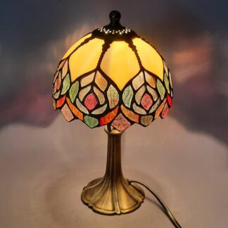 Lampe De Table En Verre Sablé Multicolore Et Laiton Style Vintage Années 60
