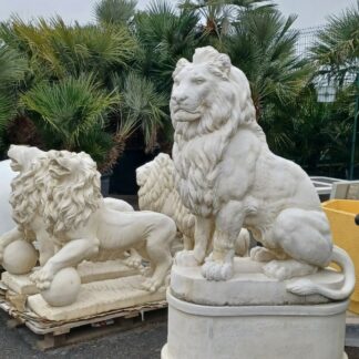 2 LIONS EN STATUE DE PIERRE (LIVRAISON INCLUSE) h.136 cm