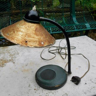 Ancienne lampe art déco métal cuir abat jour décor étoile design Jacques Adnet