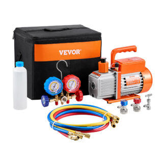 VEVOR Kit Pompe à Vide CVC 1 Étage avec Jauges de Collecteur et Tuyaux 99 L/min