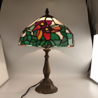 Belle lampe à poser Style Tiffany Art Déco Vitrail résine Pied bronze Vintage