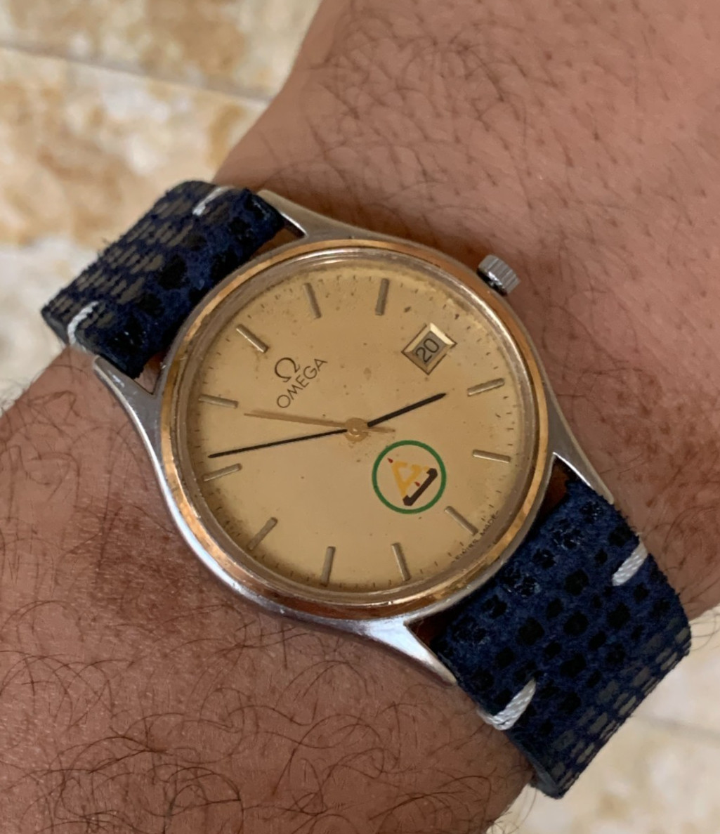 1980'S VINTAGE OMEGA DE VILLE WATCH 1960312.1 TRINGLE LOGO QUARTZ CAL 1430 34MM