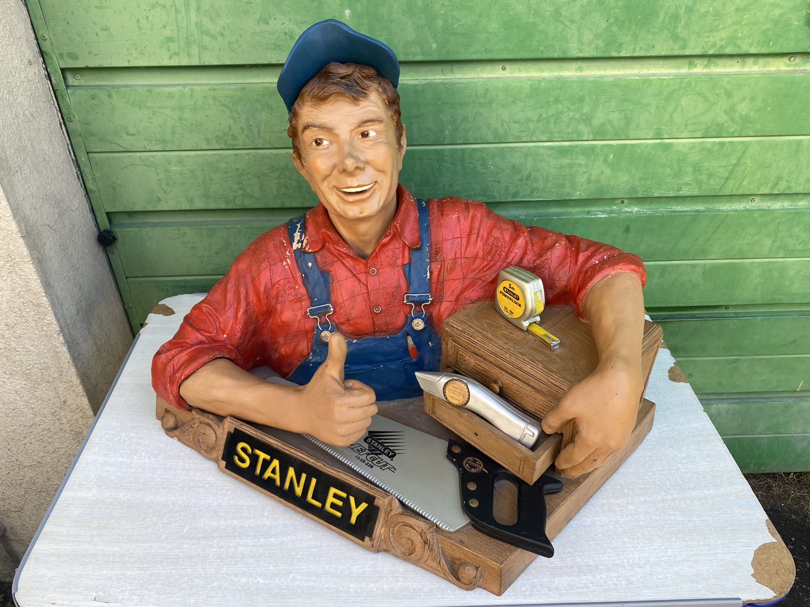 Buste publicitaire ancien rare outils Stanley années 70 vintage