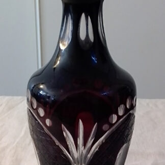 CARAFE EN CRISTAL DE BOHEME DOUBLE INCOLORE ET GRENAT