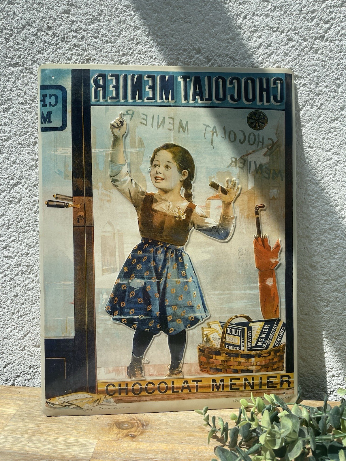 Plaque Publicitaire en Tôle émaillée Chocolat Menier – Reproduction 2006