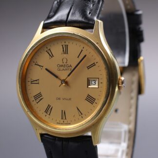 Vintage 1980s Omega De Ville Cal.1325 Gold Roman Dial Quartz Watch [Near Mint]