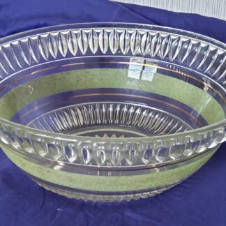 SALADIER EN VERRE VINTAGE AVEC BANDE GRANITÉE VERTE