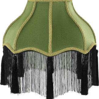 Victorian Lamp Shade, Velvet Vintage Lampshade with Tassel and Fringe, 6.4"X13"X