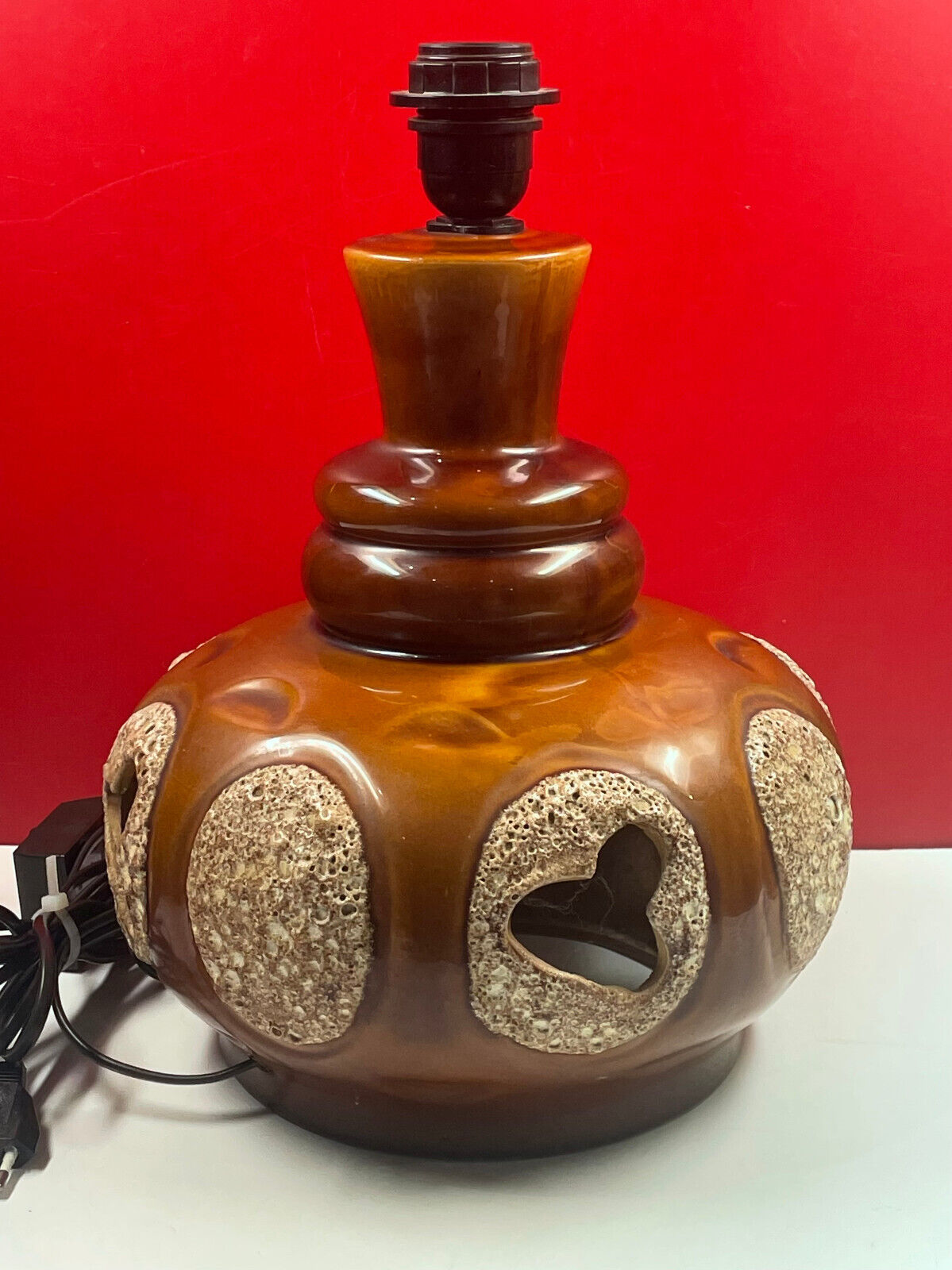 LAMPE DE TABLE OU DE SOL VINTAGE 1960 EN CERAMIQUE PLUMES WEST GERMANY 60S 1960S