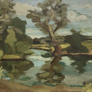 Tableau peinture ancienne paysage XXe signé