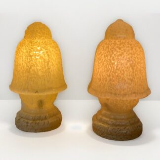 2 Petites Lampes Art Deco Début XXe Globe Verre De Clichy France Jaune