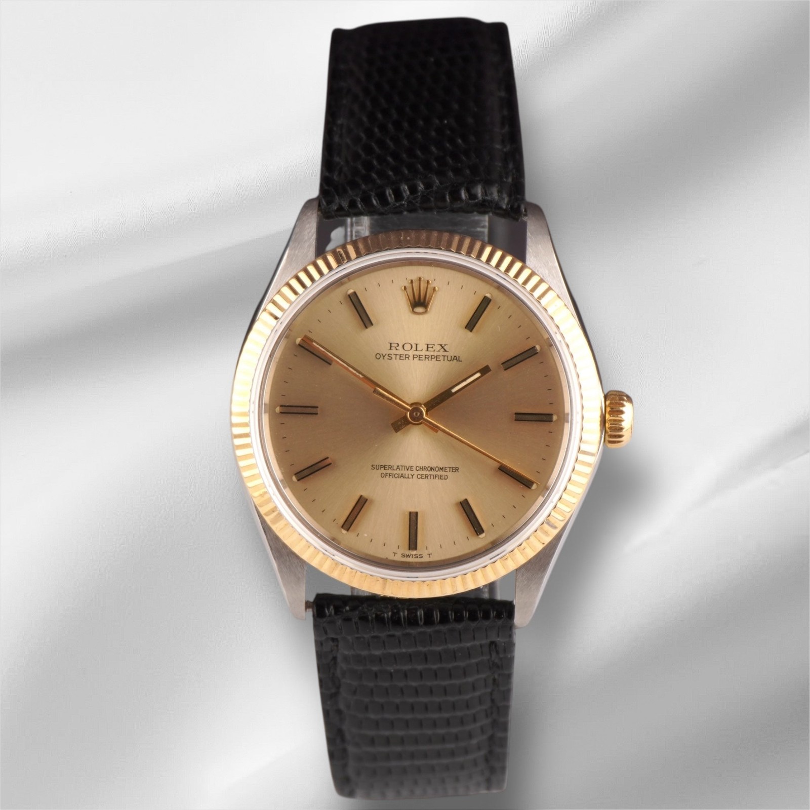 Rolex 34mm Oyster Perpetual 18K Jaune Or & Acier Vintage Hommes Montre Ref 1005