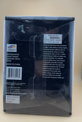 Dodge 426 V-8 Hemi Engine Block 1:6 Scale Car Motor Liberty Classics 84023 NIB