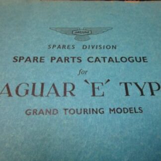 Jaguar E-Type Spare Parts Catalogue, Spares Division, Grand Touring Models J.30