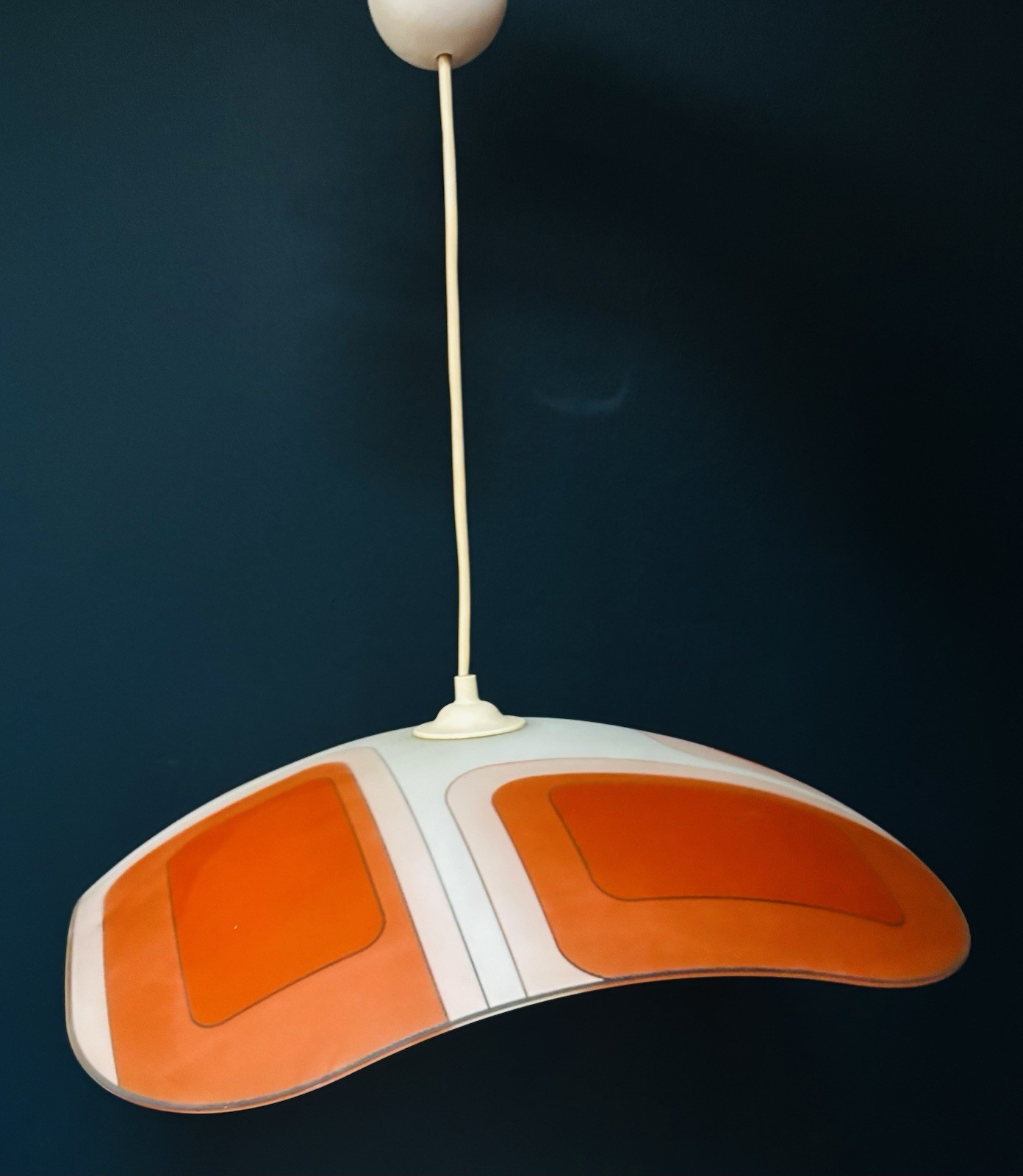 Suspension lampe vintage marque arditi 1970 Space âge en verre