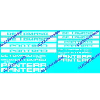 ALEZAN MODELS .DECALCOMANIE . DE TOMASO PANTERA . BANDE LATERALE . BLANC 1/43/32