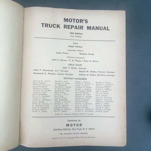 Motor’s Truck Repair Manual – Heavy-Duty Vintage Shop Book – Original