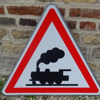 panneau routier ATTENTION TRAIN SNCF locomotive no plaque emaillée art populaire