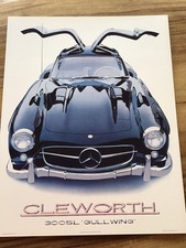Rare Poster MERCEDES 300 SL GULLWING 1981 Par JAMES CLEWORTH 56/72 Cm