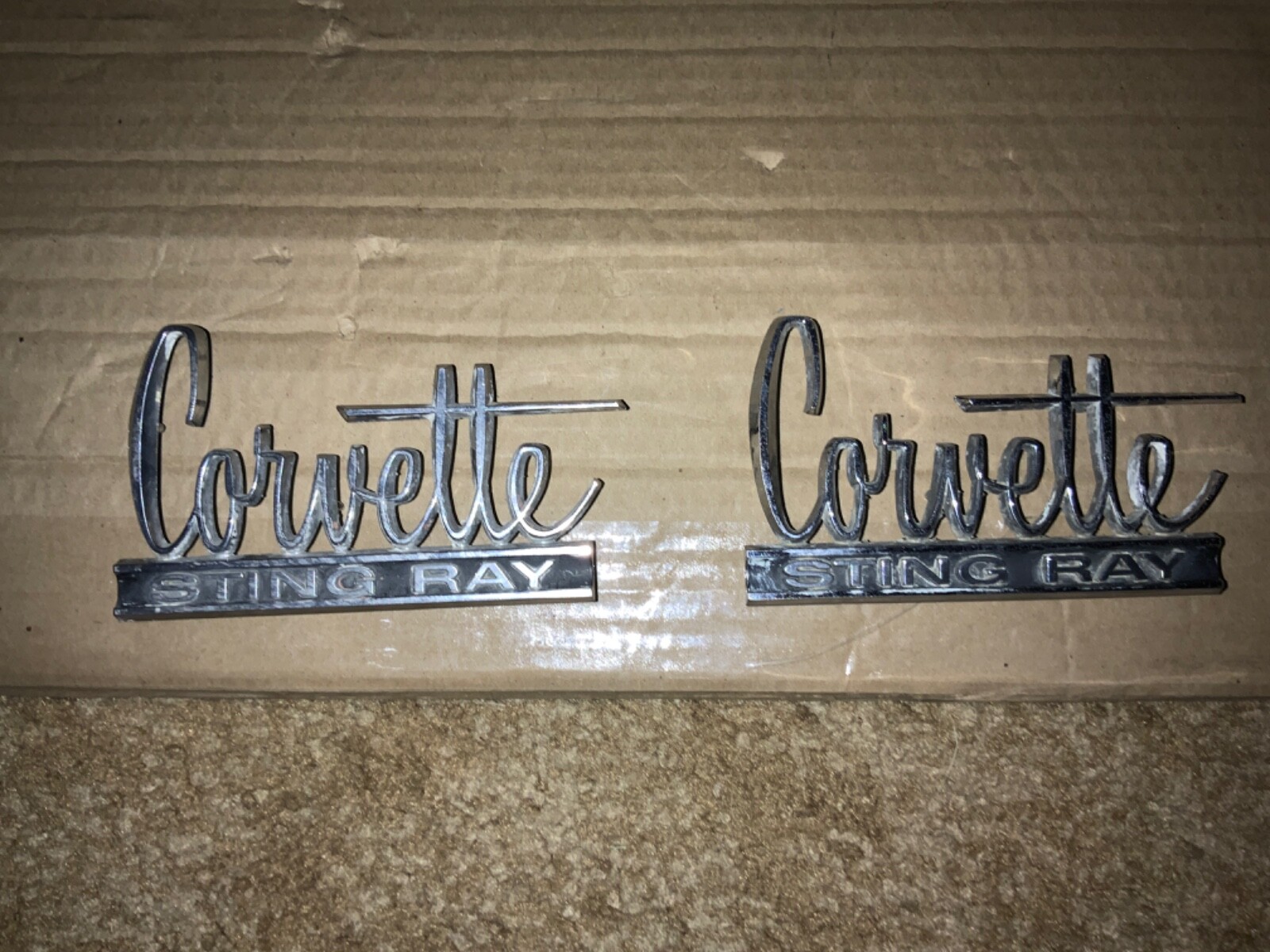 OEM GM 1966-1967 Corvette Stingray Hood Trunk Emblems 3873776 Original GM Parts