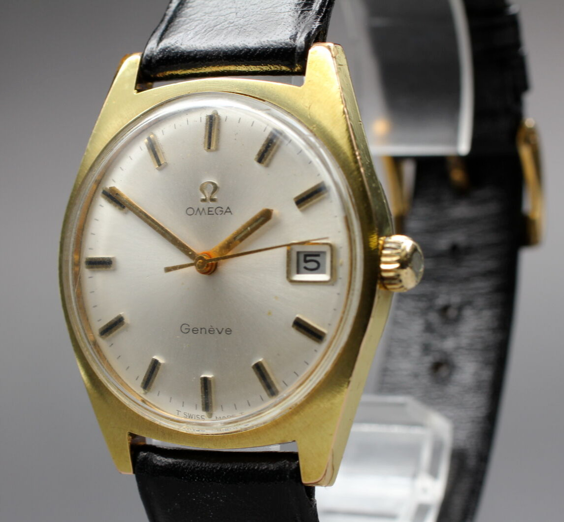 Montre vintage Omega Genève Cal.613 à remontage manuel 34 mm - ton or - très ...
